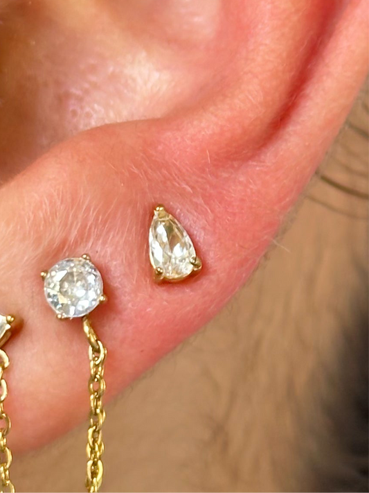 Aretes Jade double chain