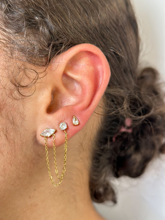 Aretes Jade double chain